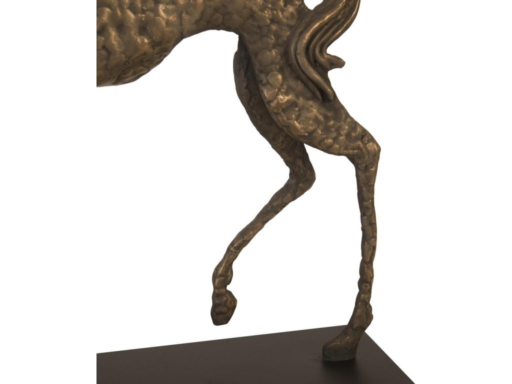 Prancing Horse Sculpture on Black Metal Base, Resin, Bronze Finish - image 3