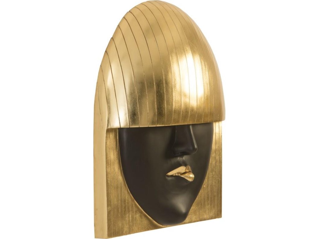 Fashion Faces Wall Art, Large, Pout, Black and Gold Leaf - image 1