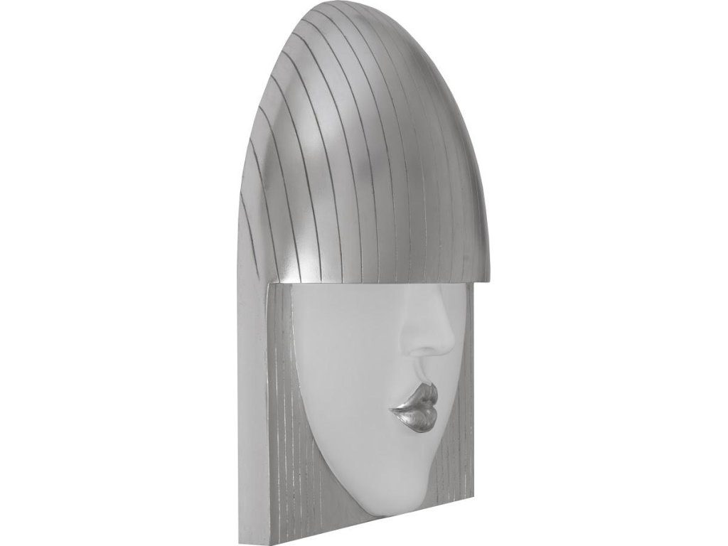 Fashion Faces Wall Art, Large, Kiss, White and Silver Leaf - image 1