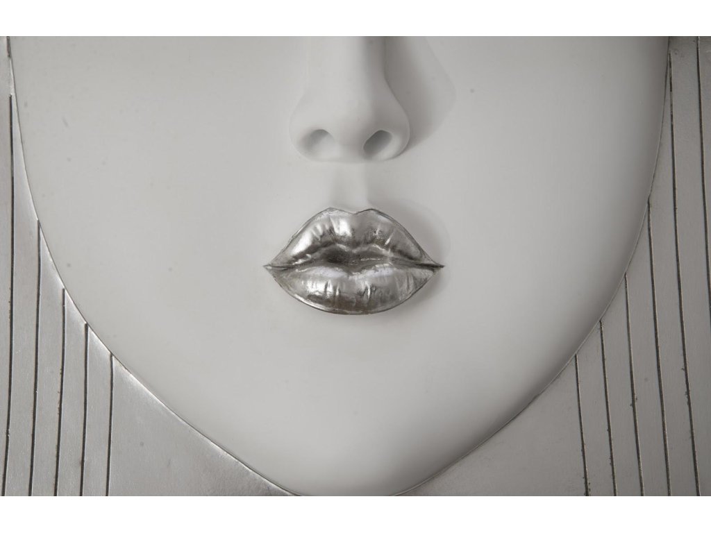 Fashion Faces Wall Art, Large, Kiss, White and Silver Leaf - image 2