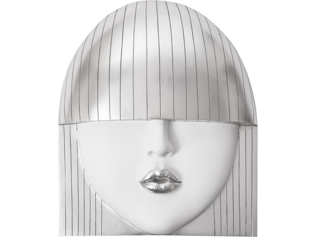 Fashion Faces Wall Art, Large, Kiss, White and Silver Leaf - main image