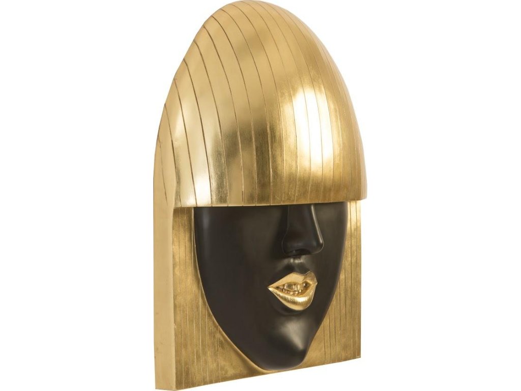 Fashion Faces Wall Art, Large, Smile, Black and Gold Leaf - image 1