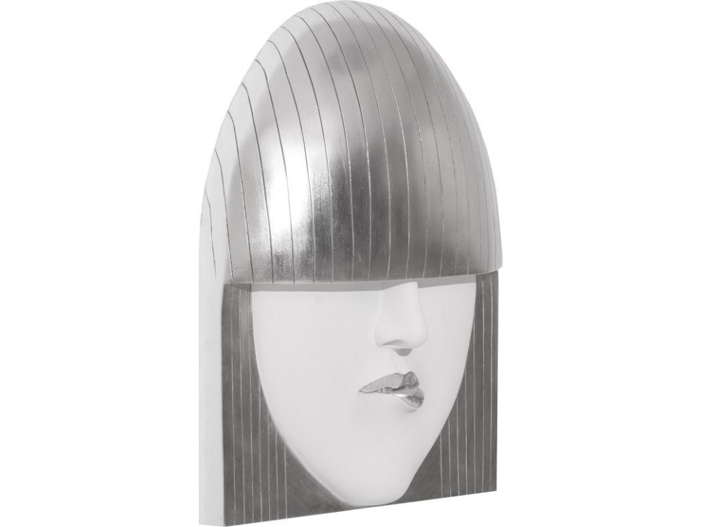 Fashion Faces Wall Art, Large, Pout, White and Silver Leaf - image 1