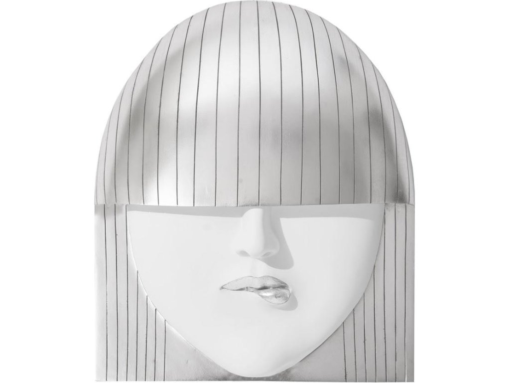 Fashion Faces Wall Art, Large, Pout, White and Silver Leaf - main image
