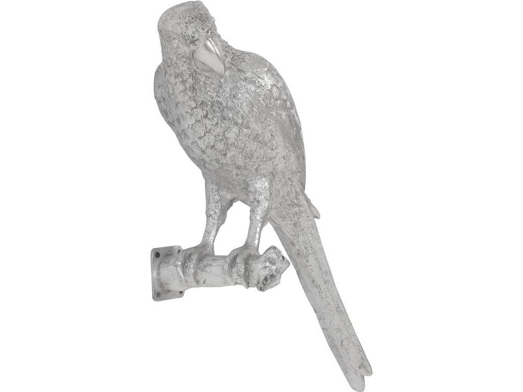 Parrot Looking Left Wall Art, Resin, Silver Leaf - image 1