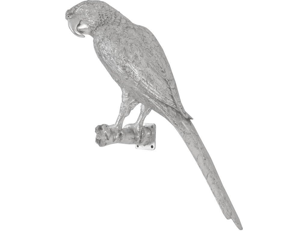Parrot Looking Left Wall Art, Resin, Silver Leaf - image 2
