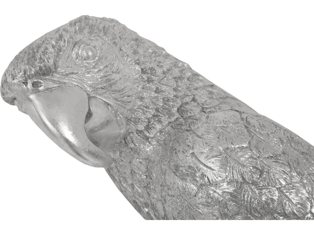 Parrot Looking Left Wall Art, Resin, Silver Leaf - image 3