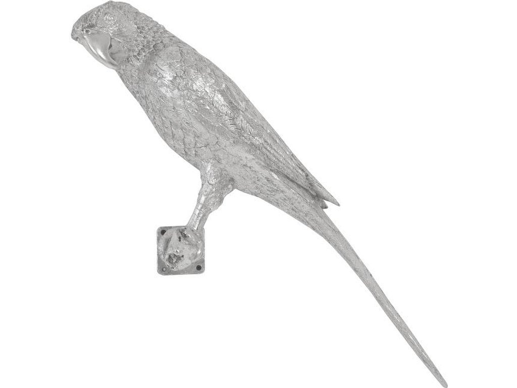 Parrot Looking Left Wall Art, Resin, Silver Leaf - main image
