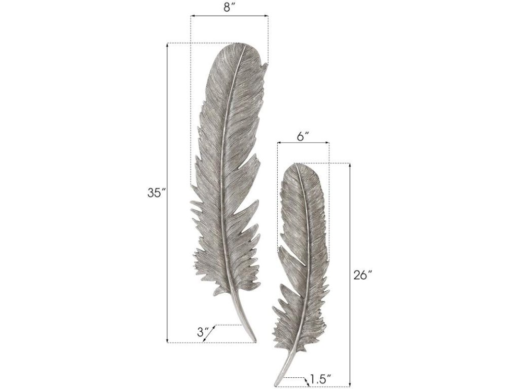 Feathers Wall Art, Large, Silver Leaf, Set of 2 - image 3