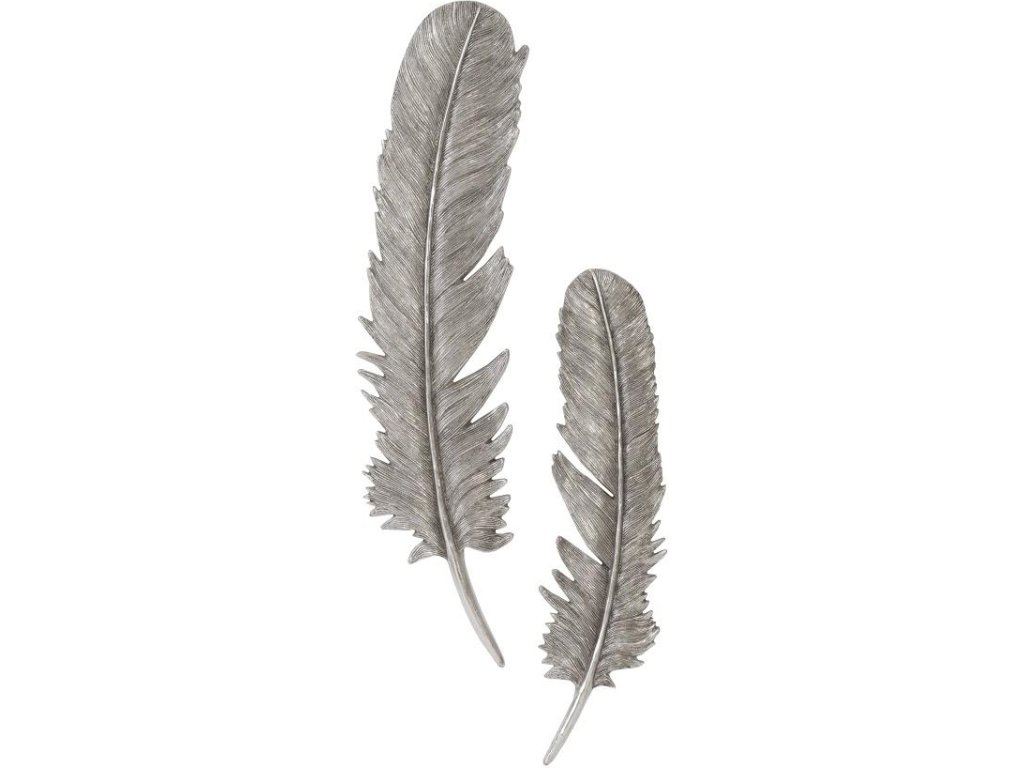 Feathers Wall Art, Large, Silver Leaf, Set of 2 - main image