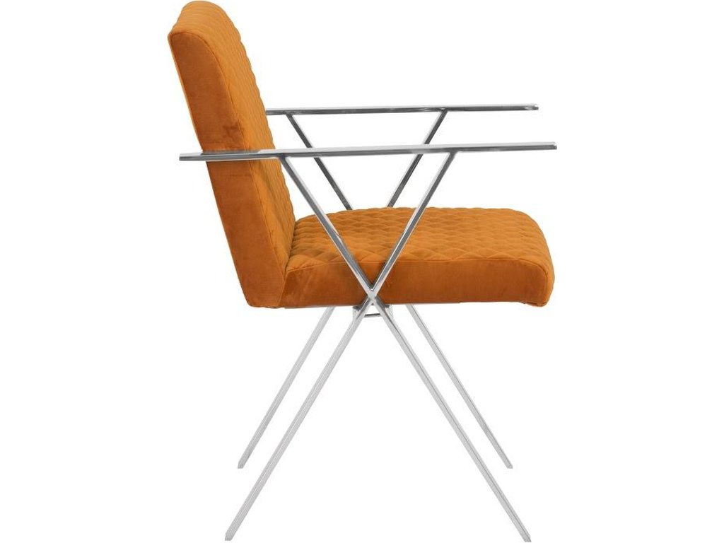 Allure Dining Chair, Quilted Orange, Stainless Steel Frame - image 1