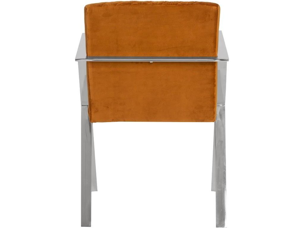 Allure Dining Chair, Quilted Orange, Stainless Steel Frame - image 2