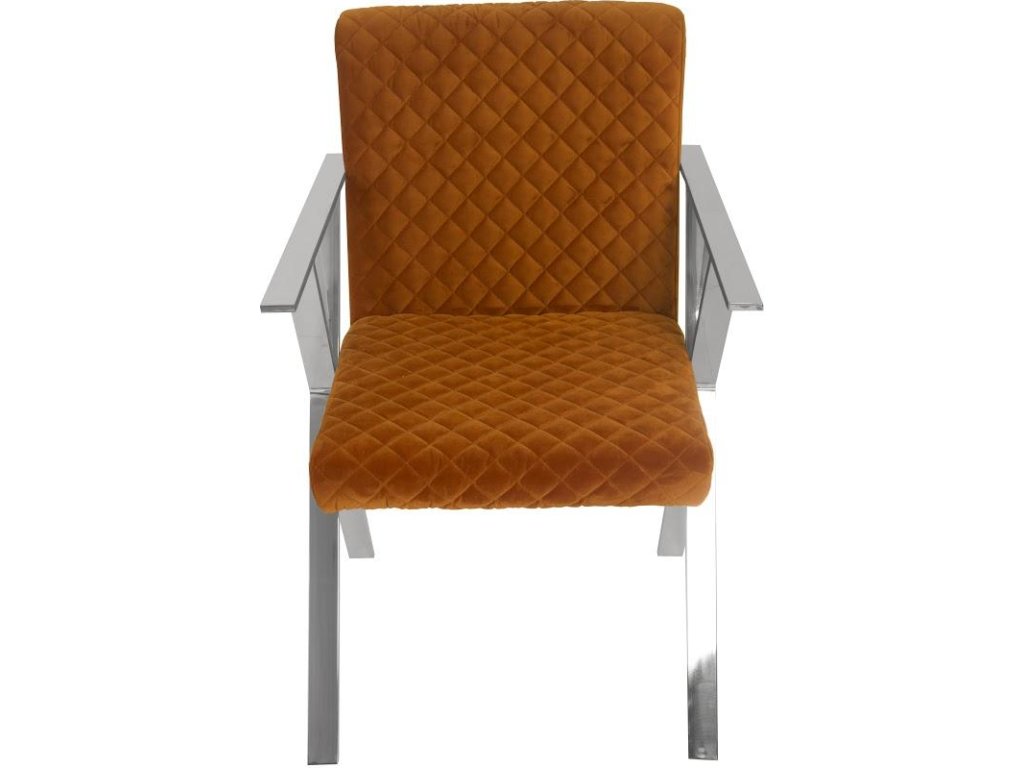 Allure Dining Chair, Quilted Orange, Stainless Steel Frame - image 3