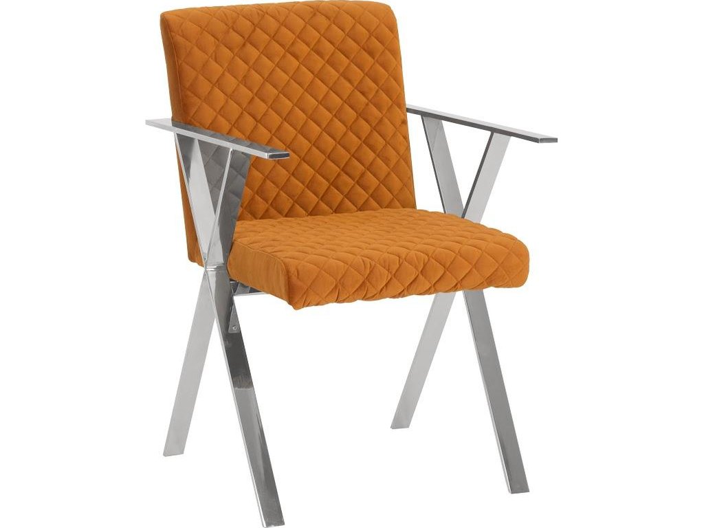 Allure Dining Chair, Quilted Orange, Stainless Steel Frame - main image
