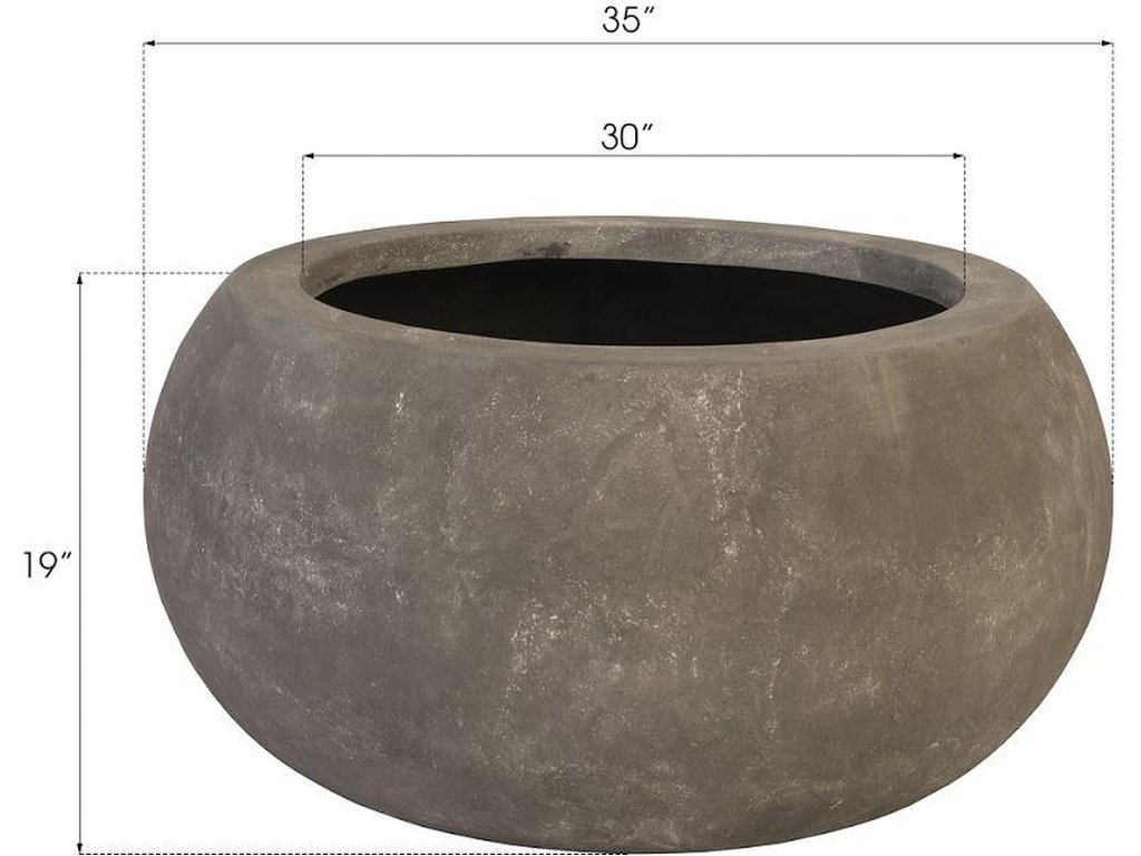 Rounded Planter, Large, Gray - image 3