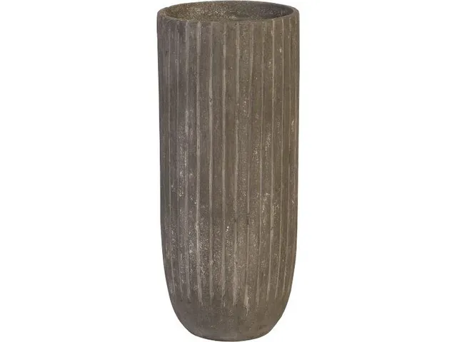 Fluted Planter, Medium, Gray
