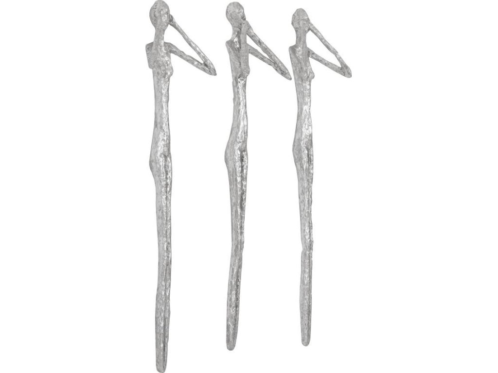 See, Speak, Hear No Evil Wall Art, Silver Leaf, Set Of 3 - image 1