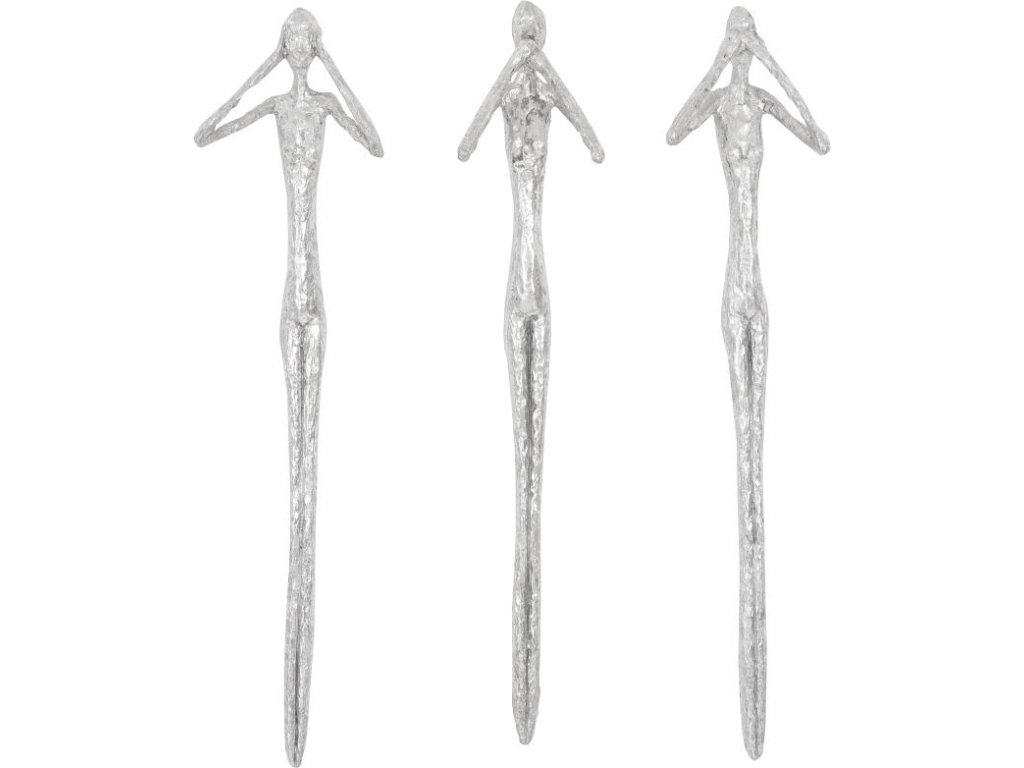 See, Speak, Hear No Evil Wall Art, Silver Leaf, Set Of 3 - main image