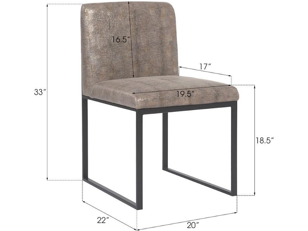 Frozen Dining Chair, Python Gold Fabric, Matte Black Metal Frame - image 3