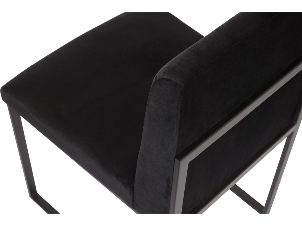 Frozen Dining Chair, Black Velvet Fabric, Matte Black Metal Frame - image 3