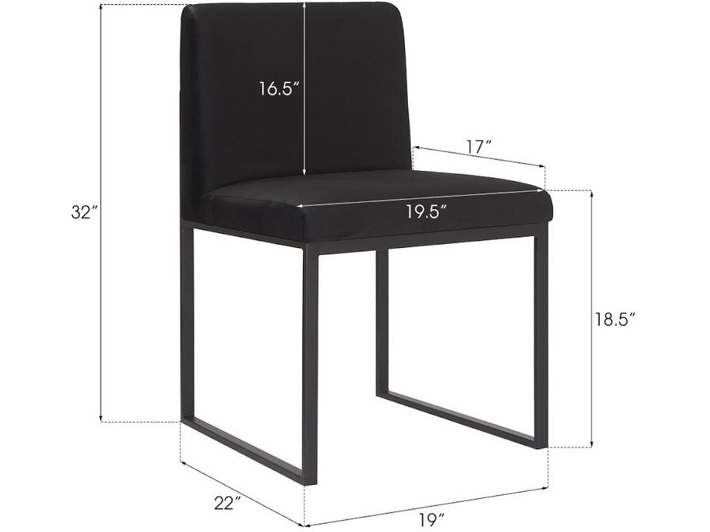 Frozen Dining Chair, Black Velvet Fabric, Matte Black Metal Frame - image 4