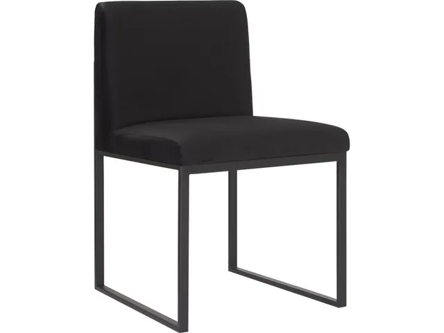 Frozen Dining Chair, Black Velvet Fabric, Matte Black Metal Frame