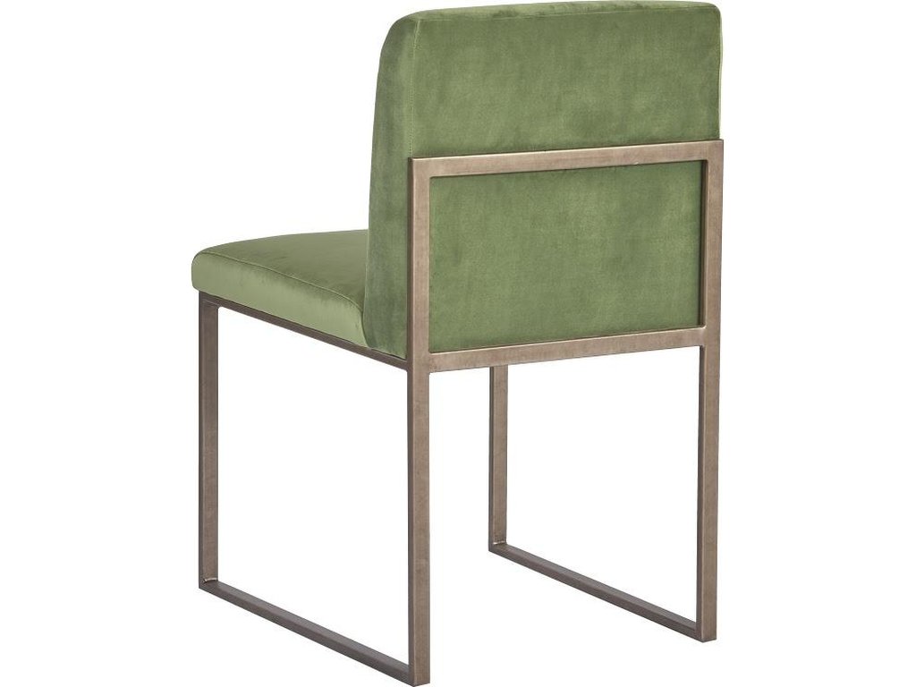 Frozen Dining Chair, Green Velvet Fabric, Industrial Brass Metal Frame - image 1