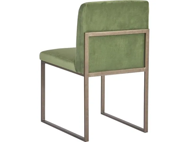 Frozen Dining Chair, Green Velvet Fabric, Industrial Brass Metal Frame - Alternative View
