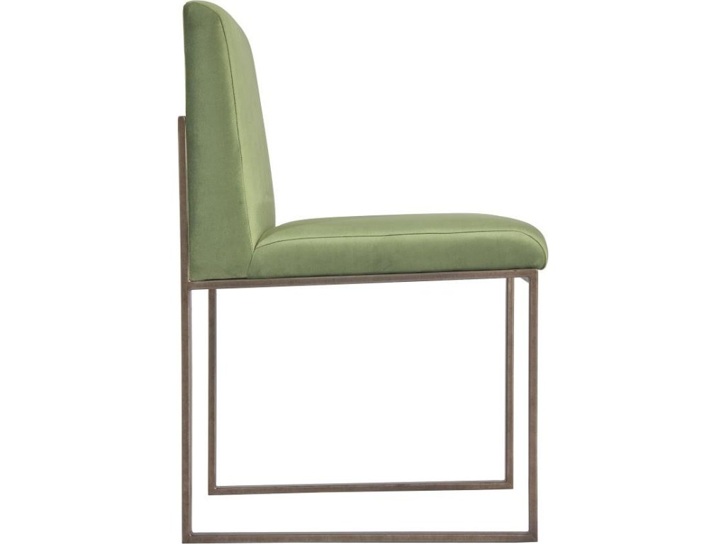 Frozen Dining Chair, Green Velvet Fabric, Industrial Brass Metal Frame - image 2