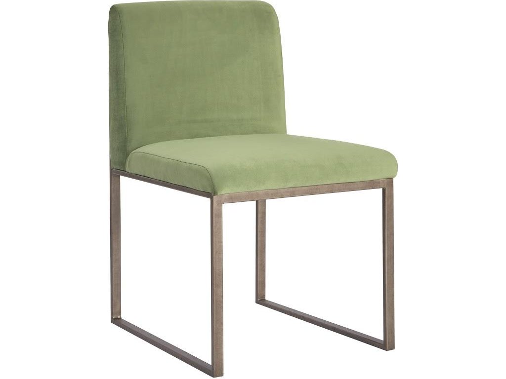 Frozen Dining Chair, Green Velvet Fabric, Industrial Brass Metal Frame - main image