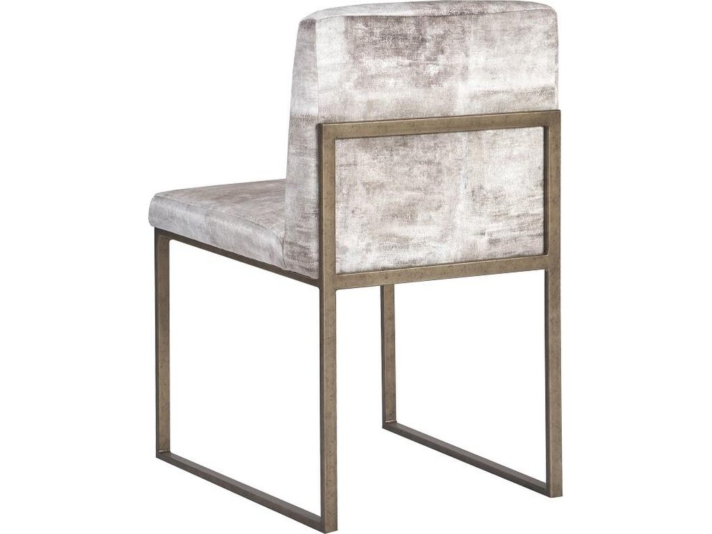 Frozen Dining Chair, Beige Mist Fabric, Antique Brass Metal Frame - image 1