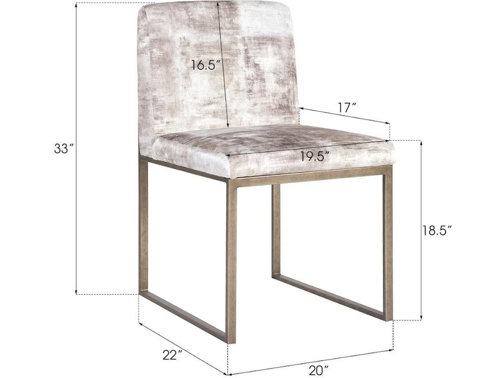 Frozen Dining Chair, Beige Mist Fabric, Antique Brass Metal Frame - image 3
