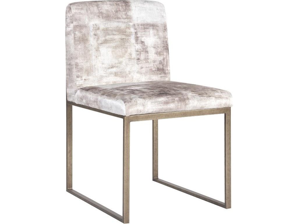 Frozen Dining Chair, Beige Mist Fabric, Antique Brass Metal Frame - main image