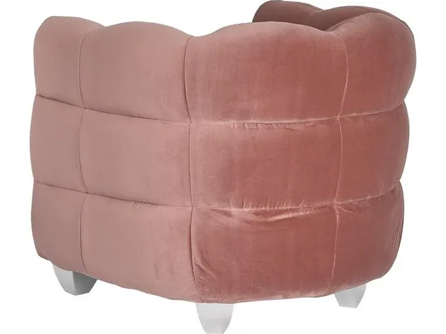 Cloud Club Chair, Coral Pink Fabric, Stainless Steel Legs