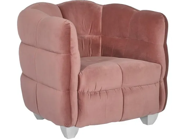 Cloud Club Chair, Coral Pink Fabric, Stainless Steel Legs