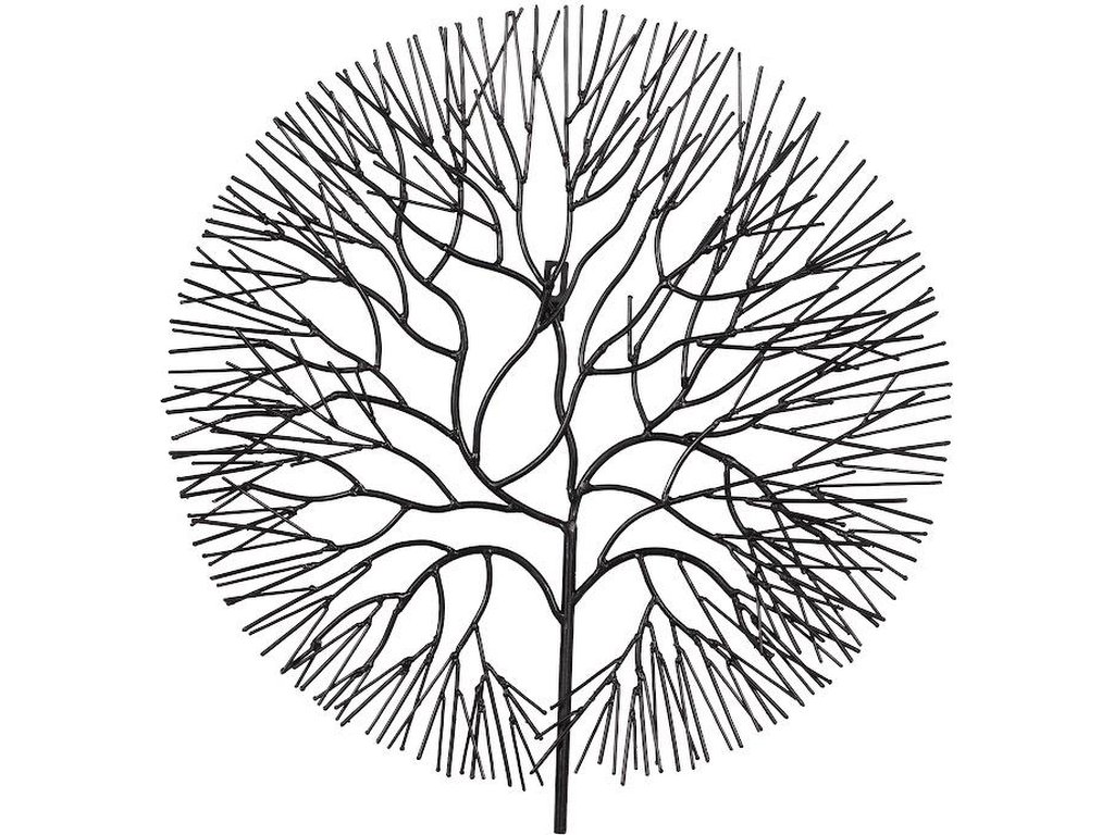 Wire Tree Wall Art, Small, Circle, Metal, Black - main image