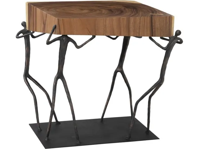 Atlas Side Table, Chamcha Wood/Metal, Natural