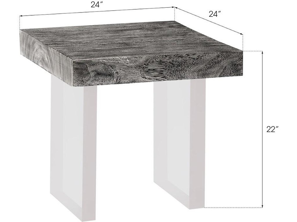 Floating Side Table, Gray Stone, Acrylic Legs - image 3