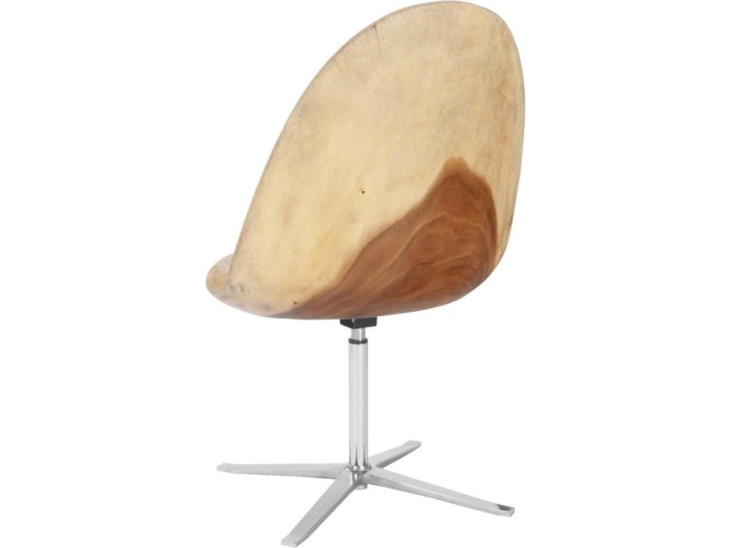 Smoothed Swivel Chair, Chamcha Wood, Stainless Steel Base - image 1
