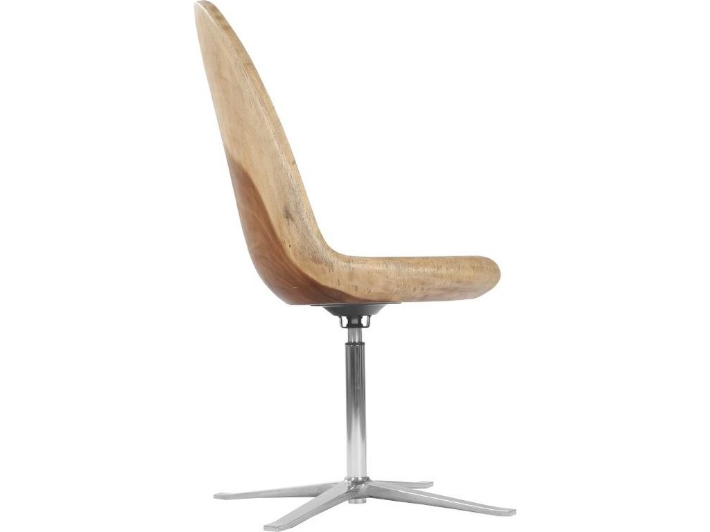 Smoothed Swivel Chair, Chamcha Wood, Stainless Steel Base - image 2