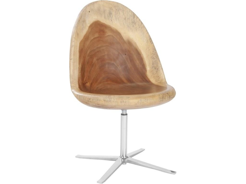 Smoothed Swivel Chair, Chamcha Wood, Stainless Steel Base - main image