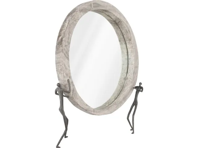 Atlas Mirror, Chamcha Wood, Gray Stone Finish, Metal - Alternative View