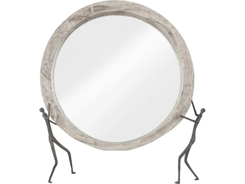 Atlas Mirror, Chamcha Wood, Gray Stone Finish, Metal - main image