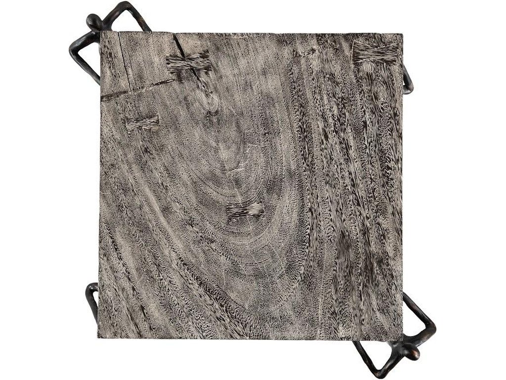 Atlas Side Table, Chamcha Wood, Gray Stone Finish, Metal - image 1