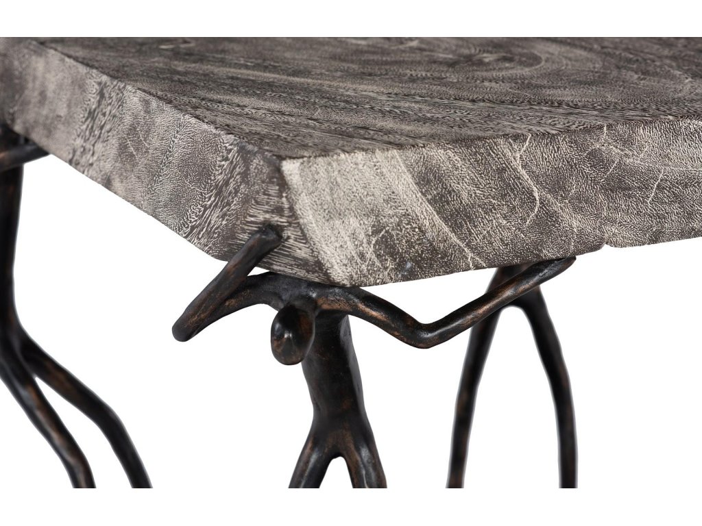 Atlas Side Table, Chamcha Wood, Gray Stone Finish, Metal - image 2