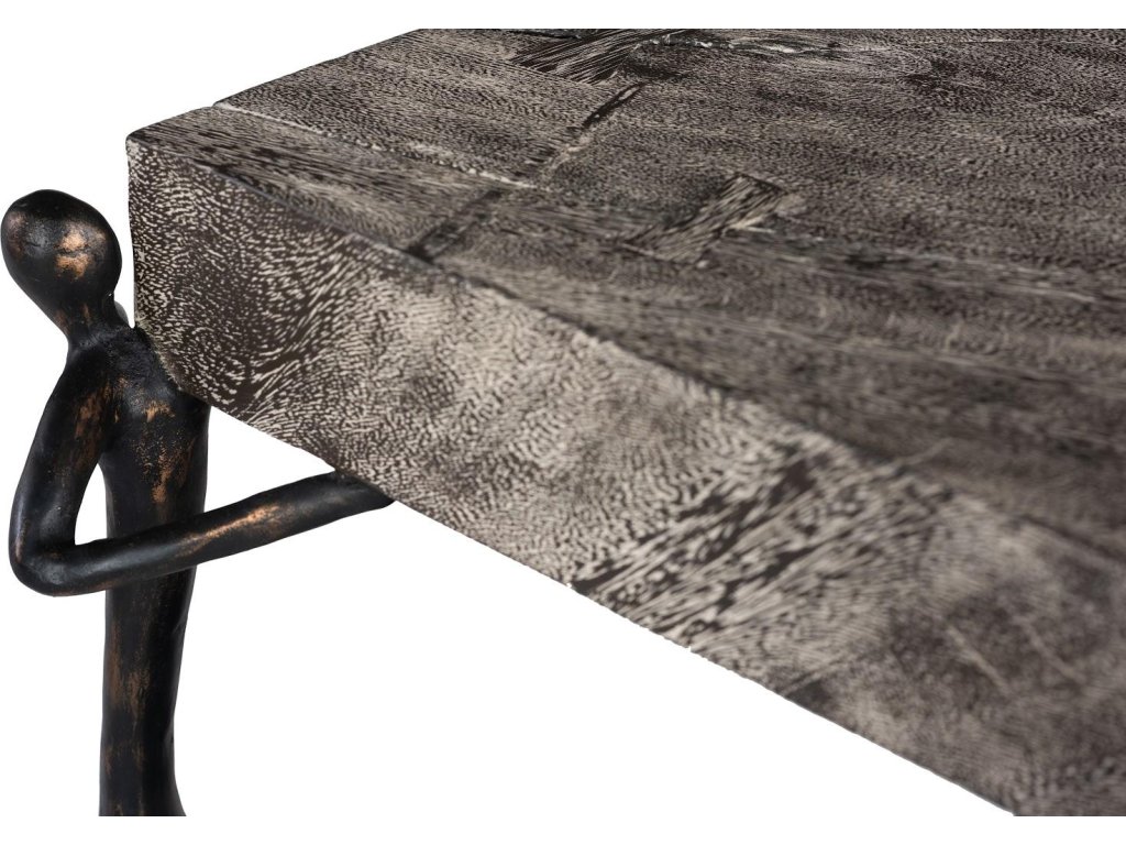 Atlas Side Table, Chamcha Wood, Gray Stone Finish, Metal - image 3