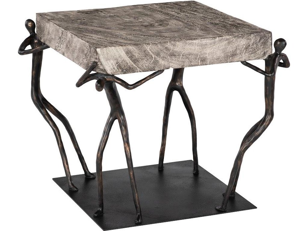 Atlas Side Table, Chamcha Wood, Gray Stone Finish, Metal - main image