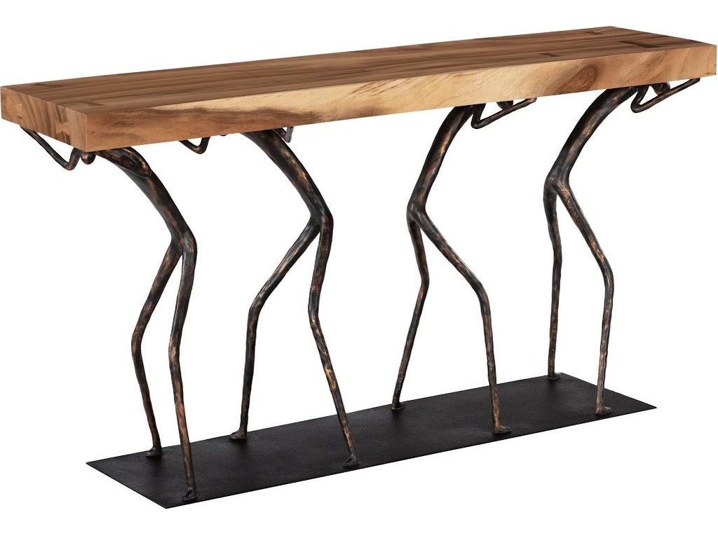 Atlas Console Table, Chamcha Wood, Natural, Metal - image 2