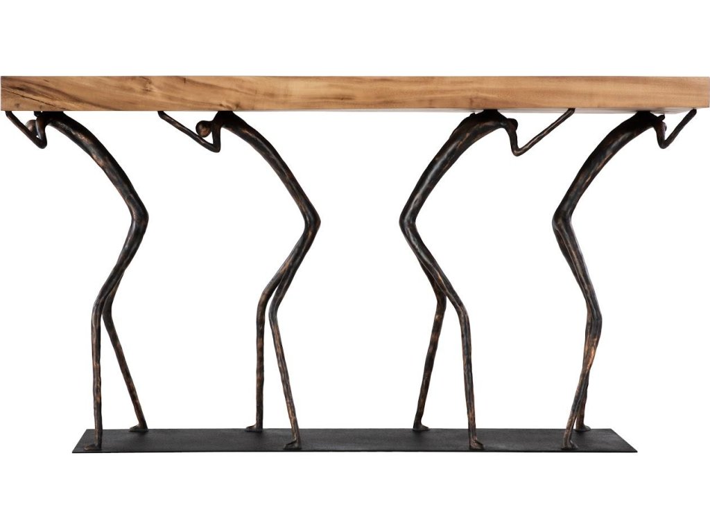 Atlas Console Table, Chamcha Wood, Natural, Metal - image 5