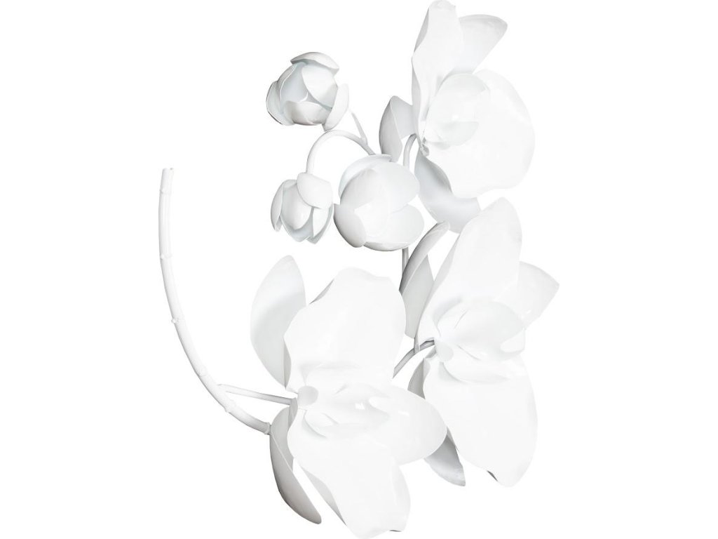 Orchid Sprig Wall Art, Small, Metal, White - image 1